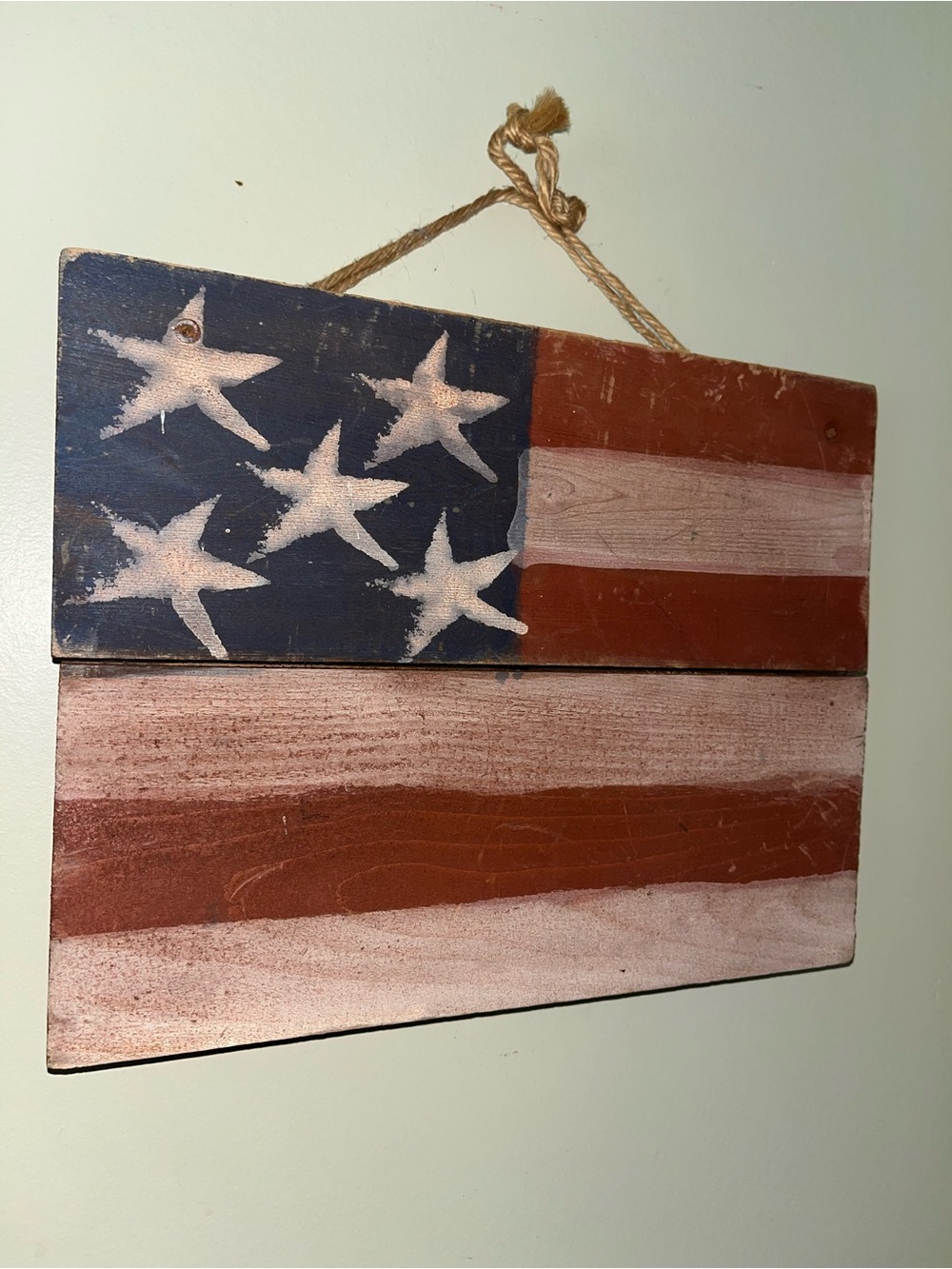 Handmade Wooden American Flag Wall Decor - Red, White, Blue